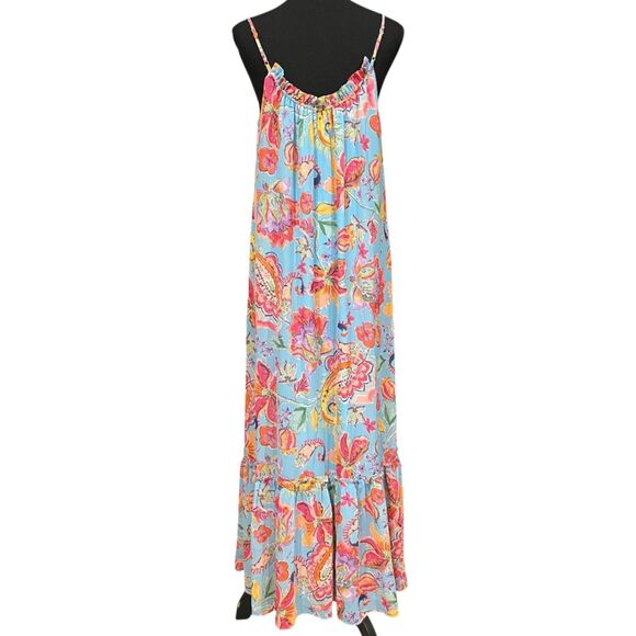 NICOLE MILLER Watercolor Paisley Maxi Floral Strappy Sundress Dress Sz S - Picture 6 of 9